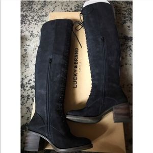 Lucky Brand Riddick over the knee lace up boots